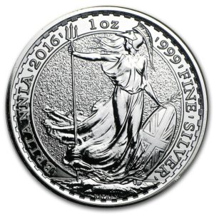 moeda de prata de 1 oz Silver Britannia 2016 face