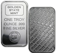 barra de prata Golden State Mint barra de 1 oz