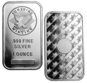 barra de prata Sunshine Mint barra de 1 oz dupla