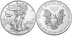 moeda de prata American Silver Eagle 1 oz 2014