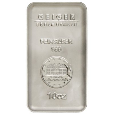 barra de prata Geiger Security Line barra de 10 oz frente