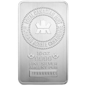 Royal Canadian Mint barra de prata de 10 oz seriada frente