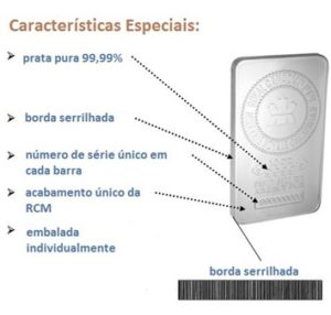 Royal Canadian Mint barra de prata de 10 oz seriada seguranca
