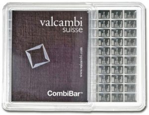 barra de prata Valcambi Suisse barra de prata 100 x 1 grama - certificada