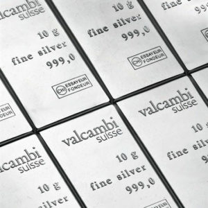 Valcambi Suisse barra de prata 10 x 10 gramas - certificada detalhe