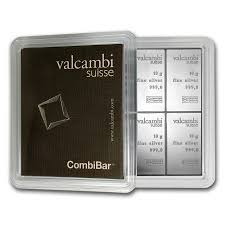 Valcambi Suisse barra de prata 10 x 10 gramas - certificada capsula