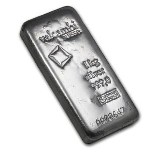 barra de prata Valcambi Suisse barra de 1 kg fundida certificada