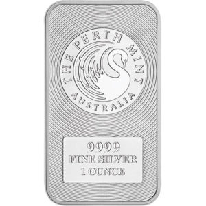 barra de prata Australian Silver Kangaroo Perth Mint barra de 1 oz frente