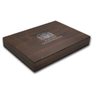 barra de prata Geiger Edelmetalle Square barra de 1 oz verso caixa