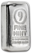9Fine Mint barra de prata de 10 oncas troy p