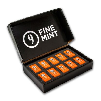 9Fine Mint barra de prata de 5 oncas troy 10 unidades na caixa