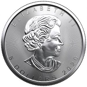 moeda de prata Canadian Silver Maple Leaf 1 oz 2020 verso