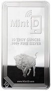 barra de prata MintID barra de 10 oz Silver Buffalo com microchip