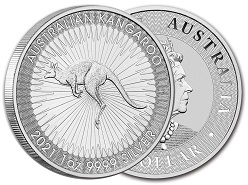 moeda de prata Australian Silver Kangaroo 1 oz 2021