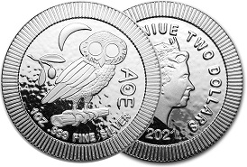 moeda de prata Niue Silver Athena Owl 1 oz 2021