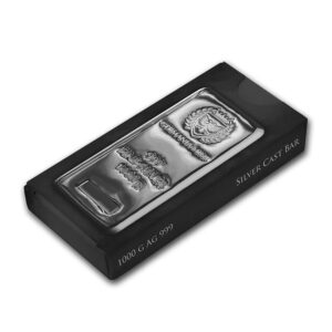 barra de prata pura .999 Germania Mint 1 kg seriada no estojo
