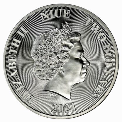 moeda de prata Niue Roaring Lion 1 oz 2021 verso