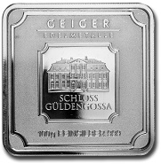 Geiger Edelmetalle Square barra de prata 100 g certificada face
