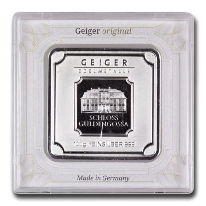 Geiger Edelmetalle Square barra de prata 100 g certificada