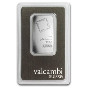 barra de Platina Valcambi Suisse 1 oz troy certificada face