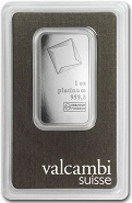 barra de Platina Valcambi Suisse 1 oz troy certificada