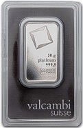 barra de Platina Valcambi Suisse 50 gramas certificada