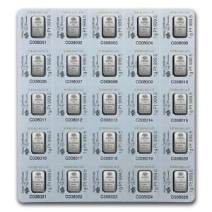 barra de Platina PAMP Suisse 25x1 gramas certificadas verso