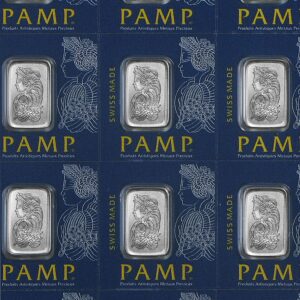 barra de Platina PAMP Suisse 25x1 gramas certificadas detalhe