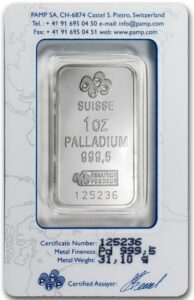 barra de paladio 1 oz