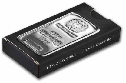 barra de prata pura .999 Germania Mint barra de 10 oz seriada no estojo