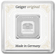 barra de prata pura .999 Geiger Edelmetalle Square barra de prata 20 g certificada