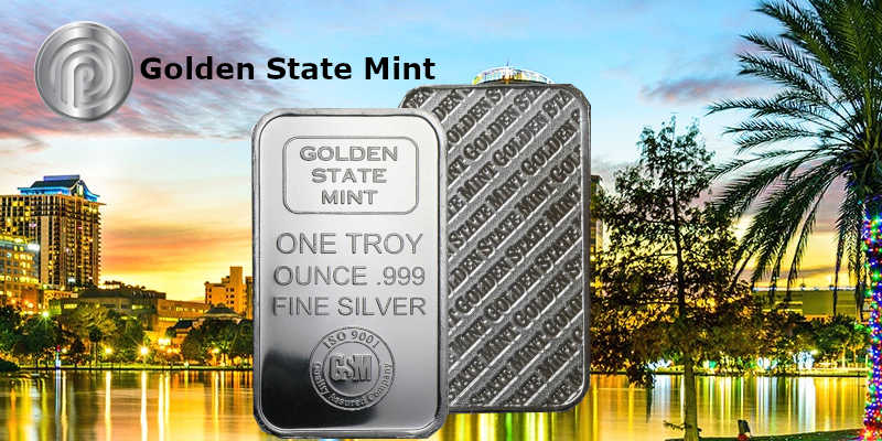 barra de prata pura .999 Golden State Mint