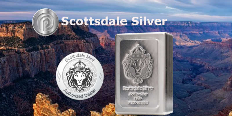 barra de prata pura .999 Scottsdale Mint 1 kg seriada