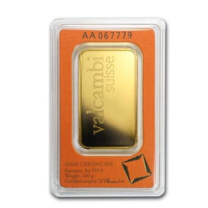 barra de ouro Valcambi Suisse 100g