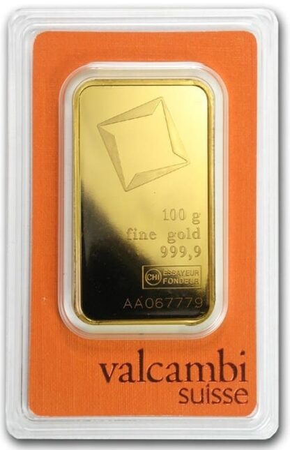 barra de ouro Valcambi Suisse 100 gramas certificada - Imagem 3