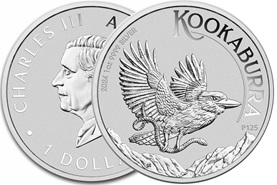 moeda de prata 2024 Australia 1 oz Silver Kookaburra