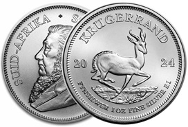 moeda de prata South African Krugerrand 1 oz 2024