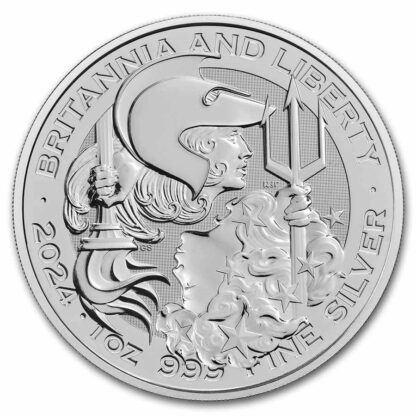 moeda de prata Britannia & Liberty