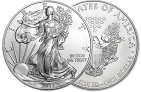 moeda de prata American Eagle 1 oz 2012