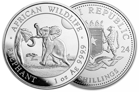 moeda de prata Somalia Elephant 1 oz 2024