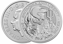 moeda de prata Britannia & Liberty 1 oz 2024