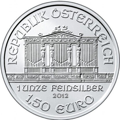 moeda de prata Filarmônica de Viena 1 oz 2012