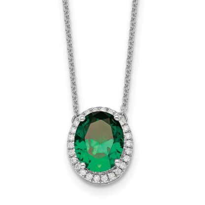 colar de ouro branco 14k com Esmeralda e diamantes - Imagem 2