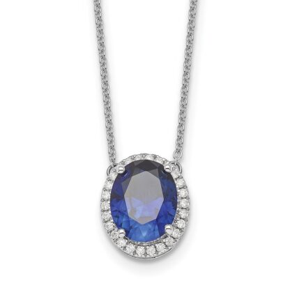 colar de ouro branco 14k com Safira e diamantes - Imagem 2