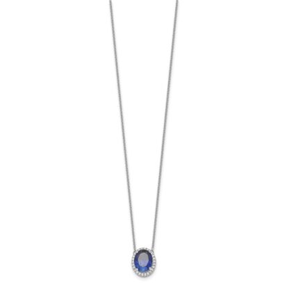colar de ouro branco 14k com Safira e diamantes - Imagem 3