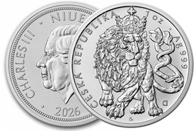 moeda de prata Niue Czech Lion 1 oz 2026