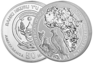 moeda de prata Rwanda African Martial Eagle 1 oz 2025