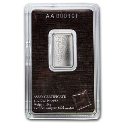 barra de Platina  Valcambi Suisse 10 gramas certificada