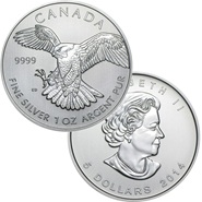 2014 1 oz Canadian Silver Peregrine Falcon Coin