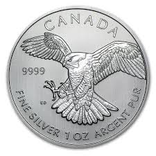 moeda Canadian Silver Peregrine Falcon 1 oz 2014